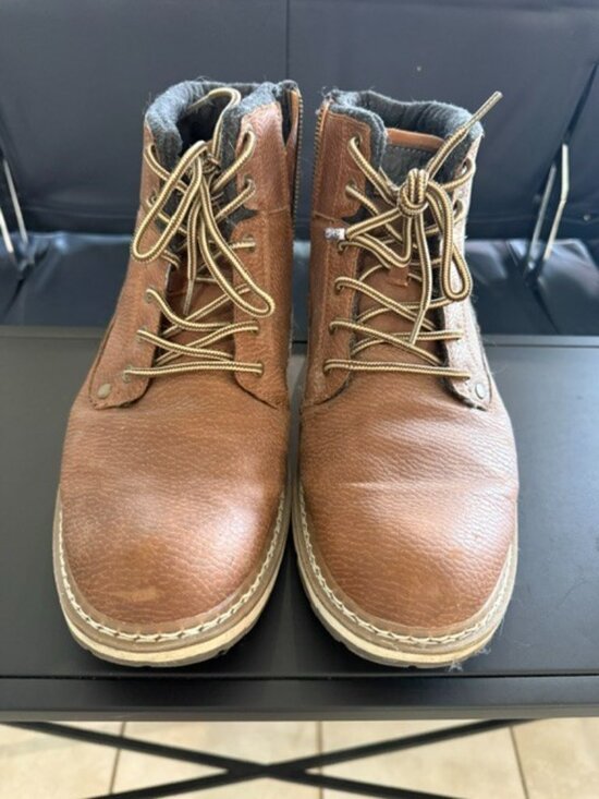 BKE Linwood Brown Faux Leather Lace up Boot Sz 11 877X58135A Zipper Side Camel main image 5